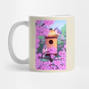 Tufted Titmouse House With Redbuds Mug